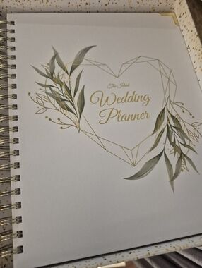 Wedding Planner Notebook - White with Gold and Green Design